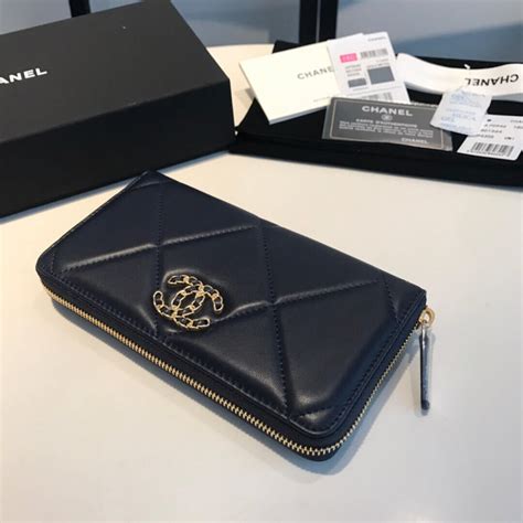 chanel 19 zip wallet|chanel long zipped wallet.